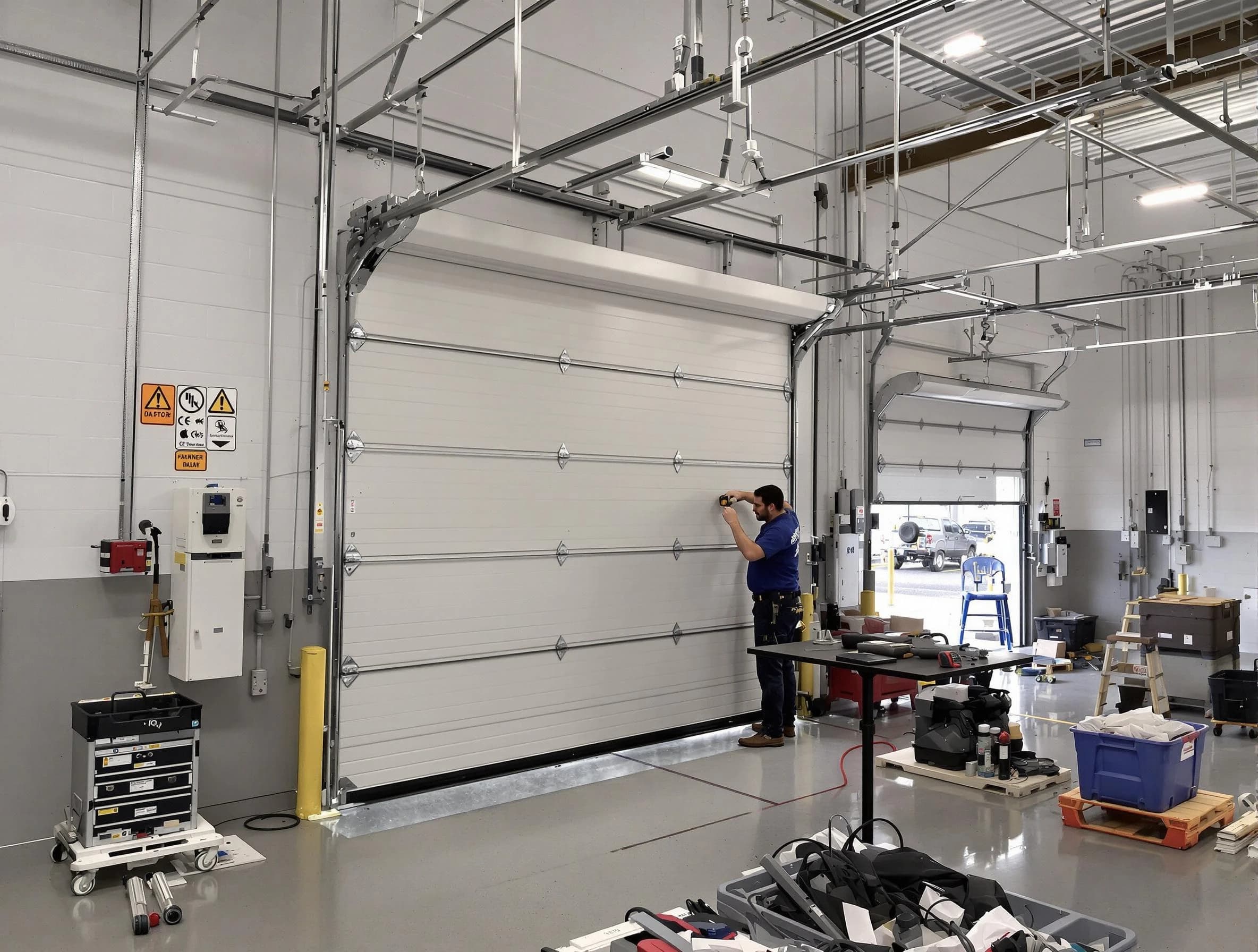 Commercial garage door repair being performed by Kirtland AFB Garage Door Repair expert in Kirtland AFB