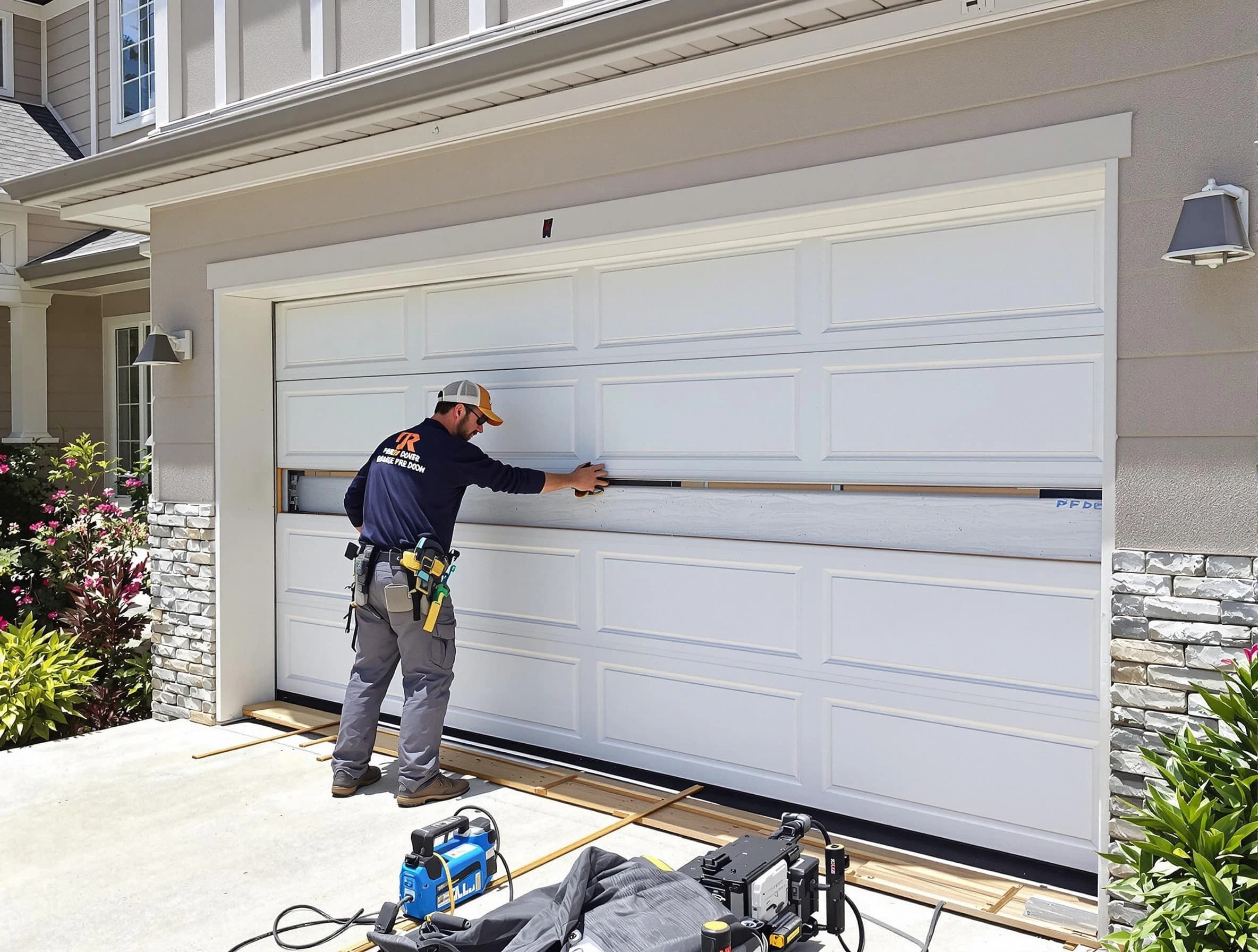 Kirtland AFB Garage Door Repair team performing complete garage door replacement at Kirtland AFB residence