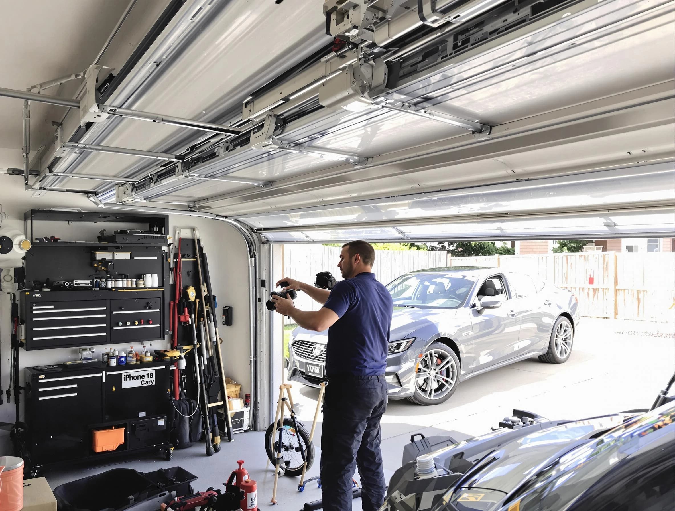 Kirtland AFB Garage Door Repair technician fixing noisy garage door in Kirtland AFB