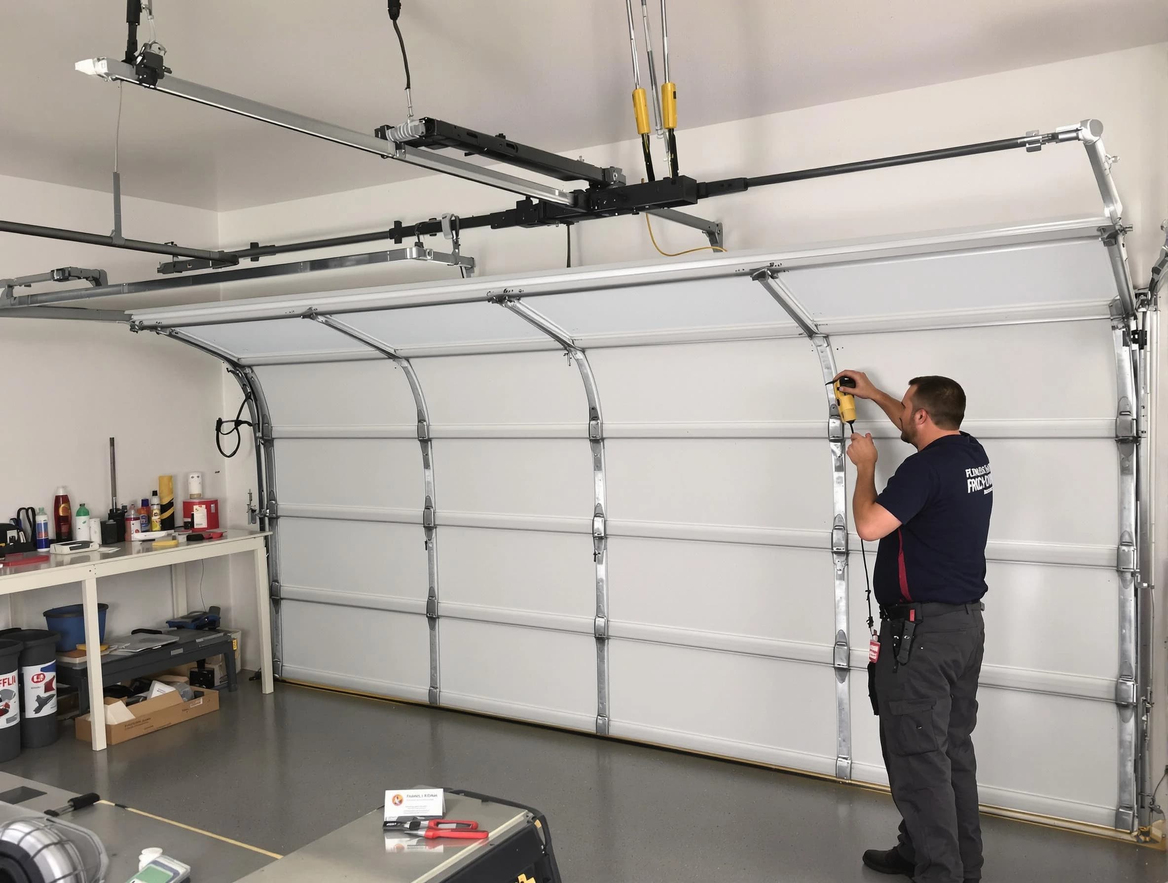 Kirtland AFB Garage Door Repair certified technician performing overhead door system repair in Kirtland AFB