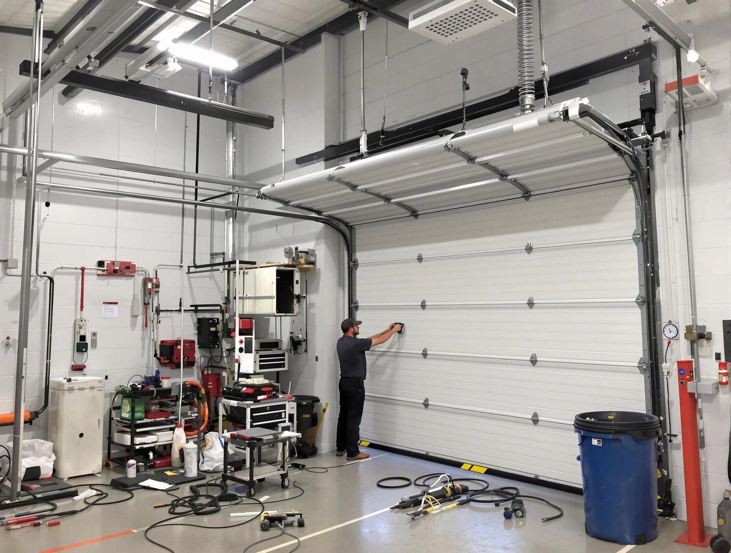 Kirtland AFB Garage Door Repair certified technician performing commercial door repair at a Kirtland AFB business facility